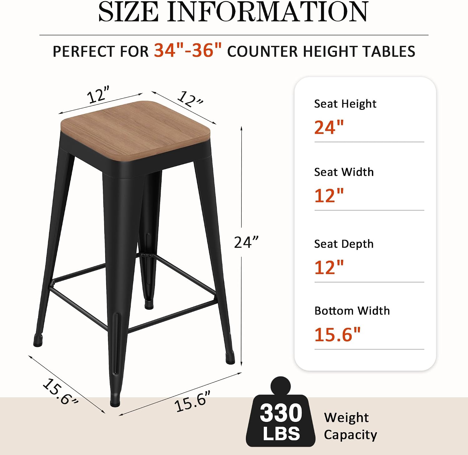Black Wood Stackable Counter Stools