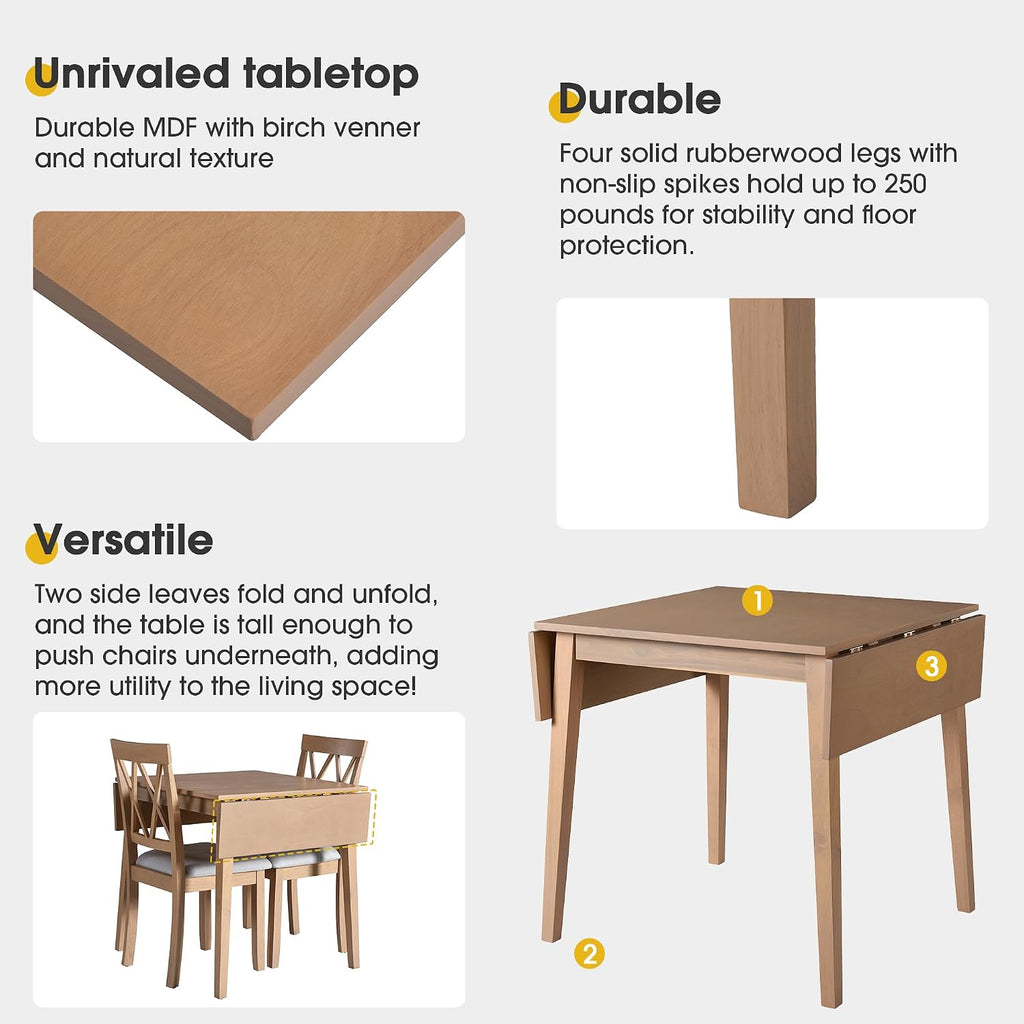 Natural Drop Leaf Folding Dining Table