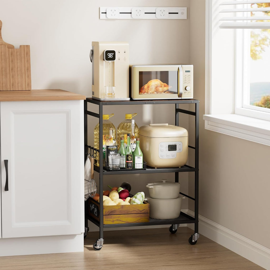3-Tier Adjustable Rolling Kitchen Cart