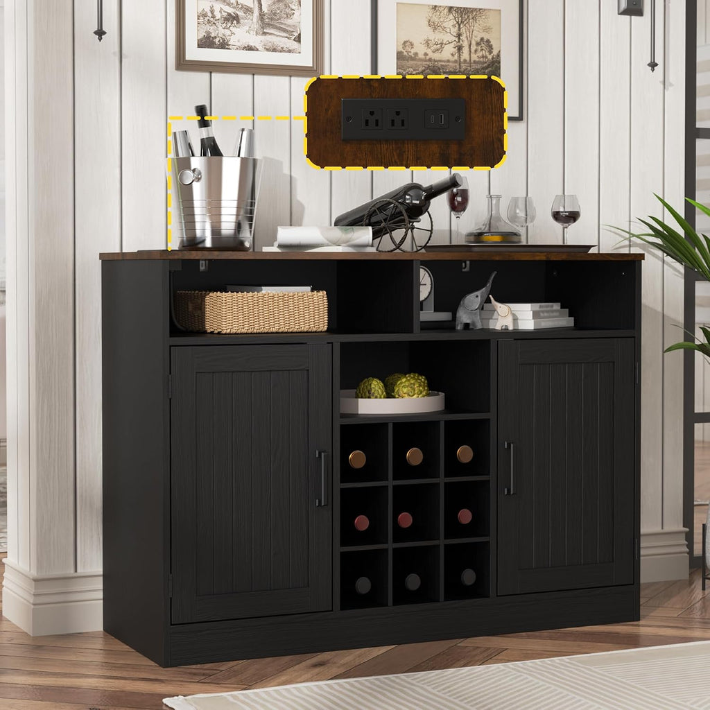 Antique Black Wine Storage Sideboard