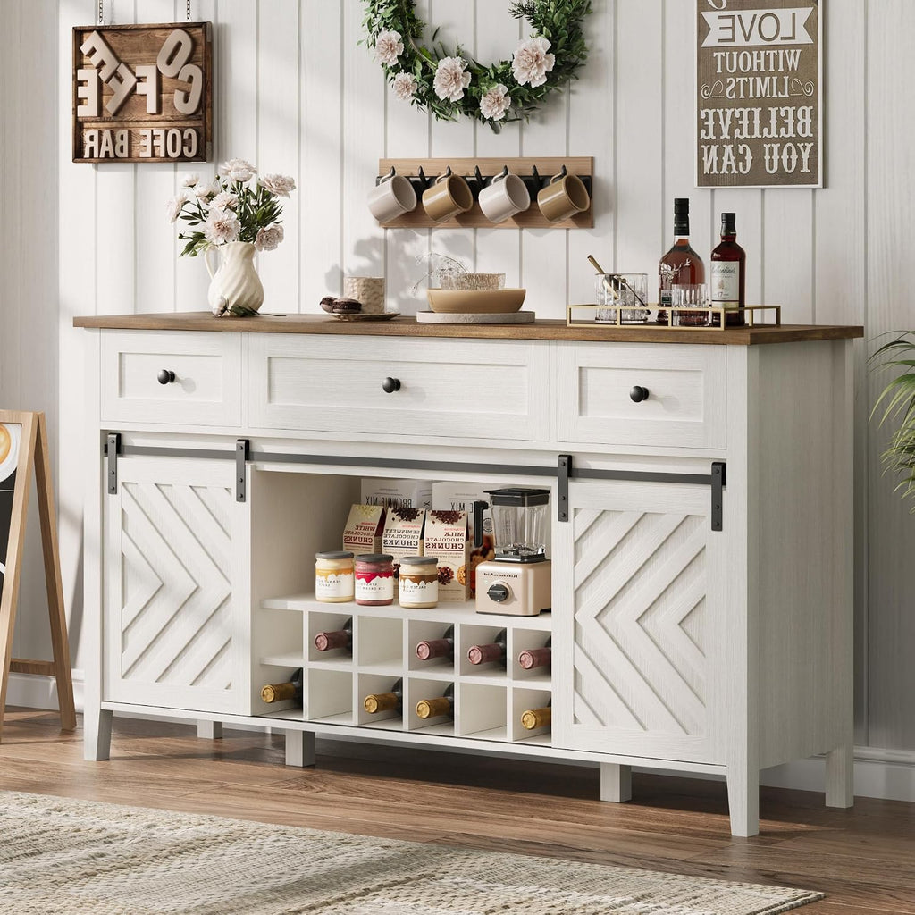 White Barn Door Farmhouse Sideboard
