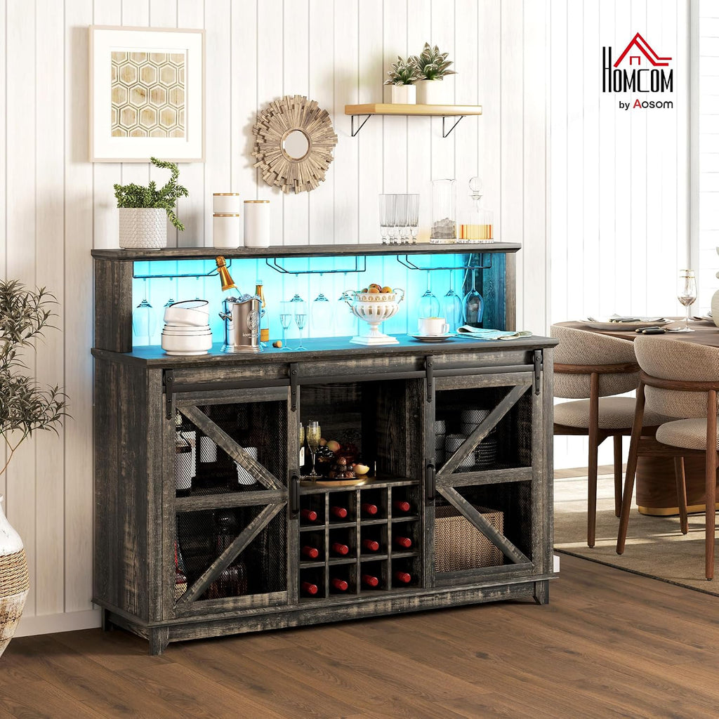 Dark Brown LED Wine Bar Sideboard
