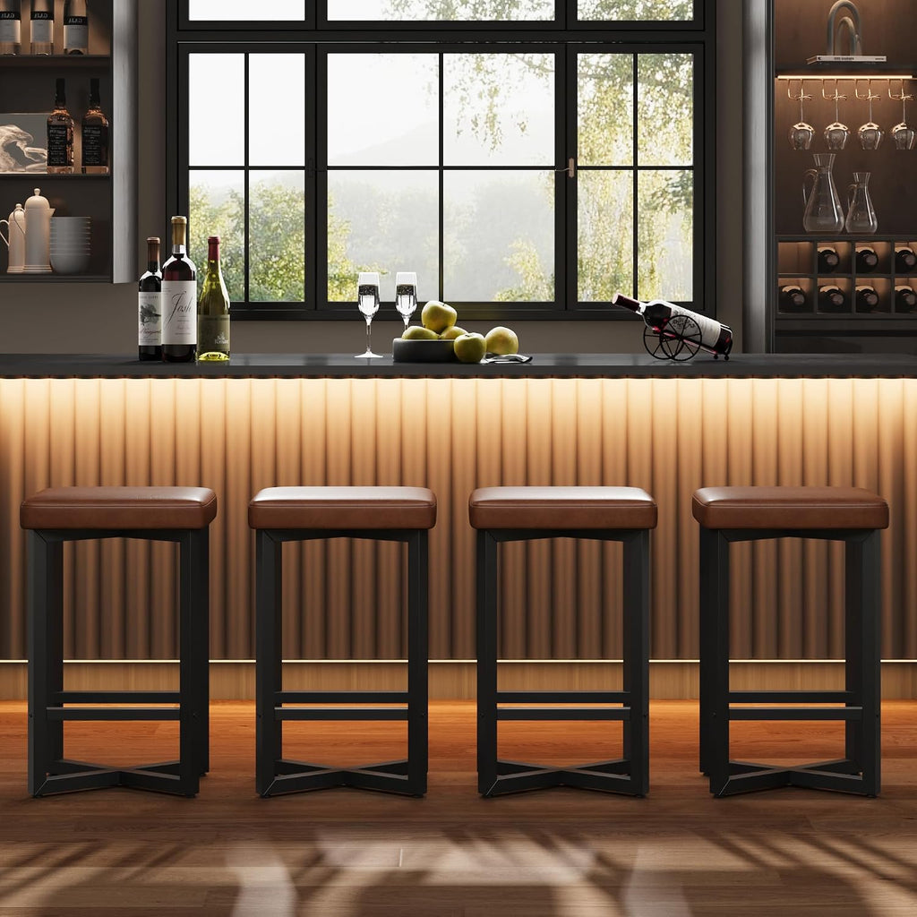 Brown X Frame Counter Bar Stools