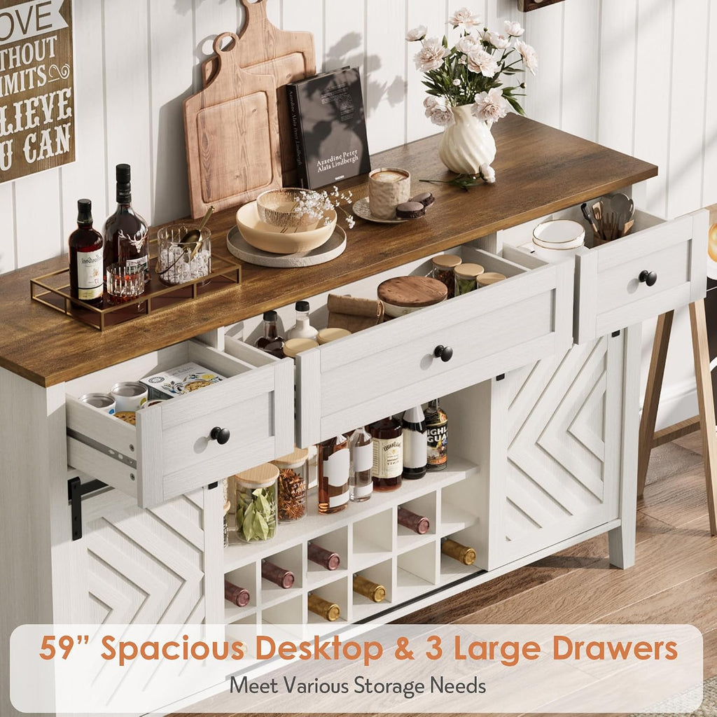 White Barn Door Farmhouse Sideboard