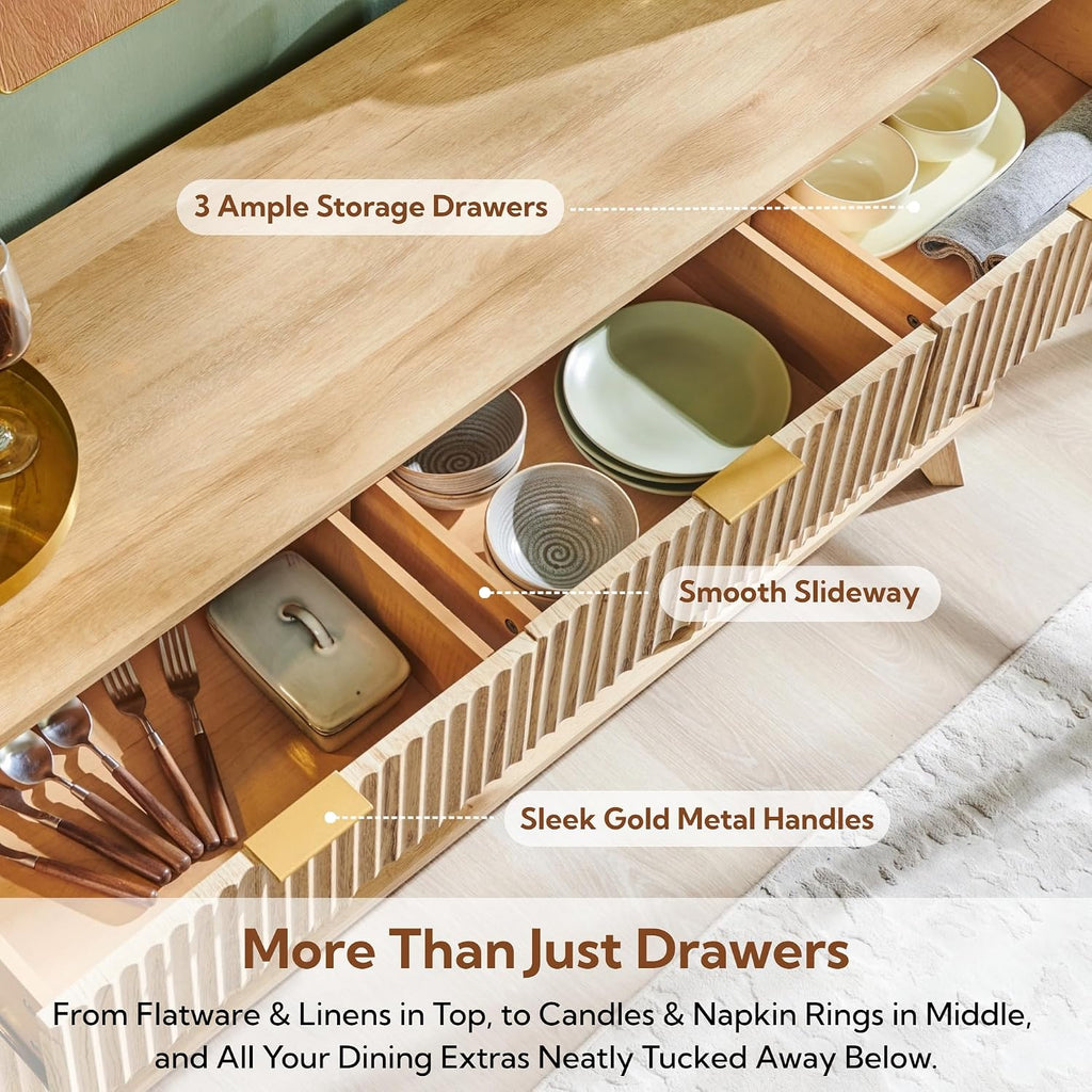 Oak Fluted Wine Bar Sideboard