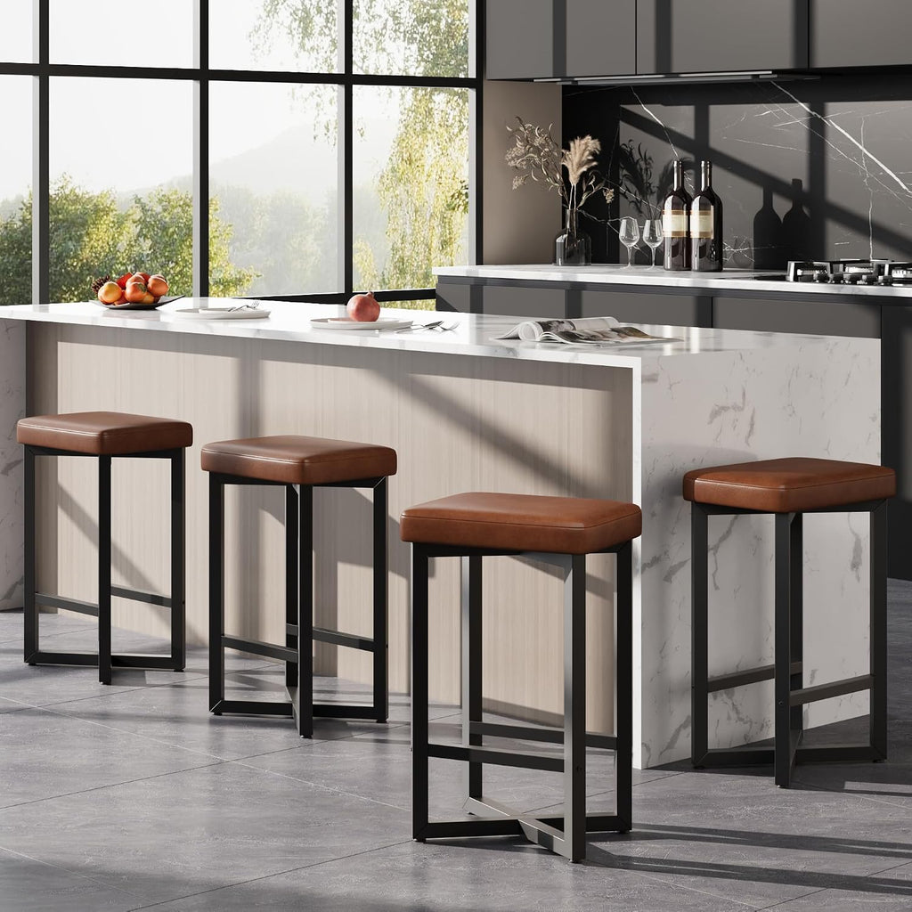 Brown X Frame Counter Bar Stools