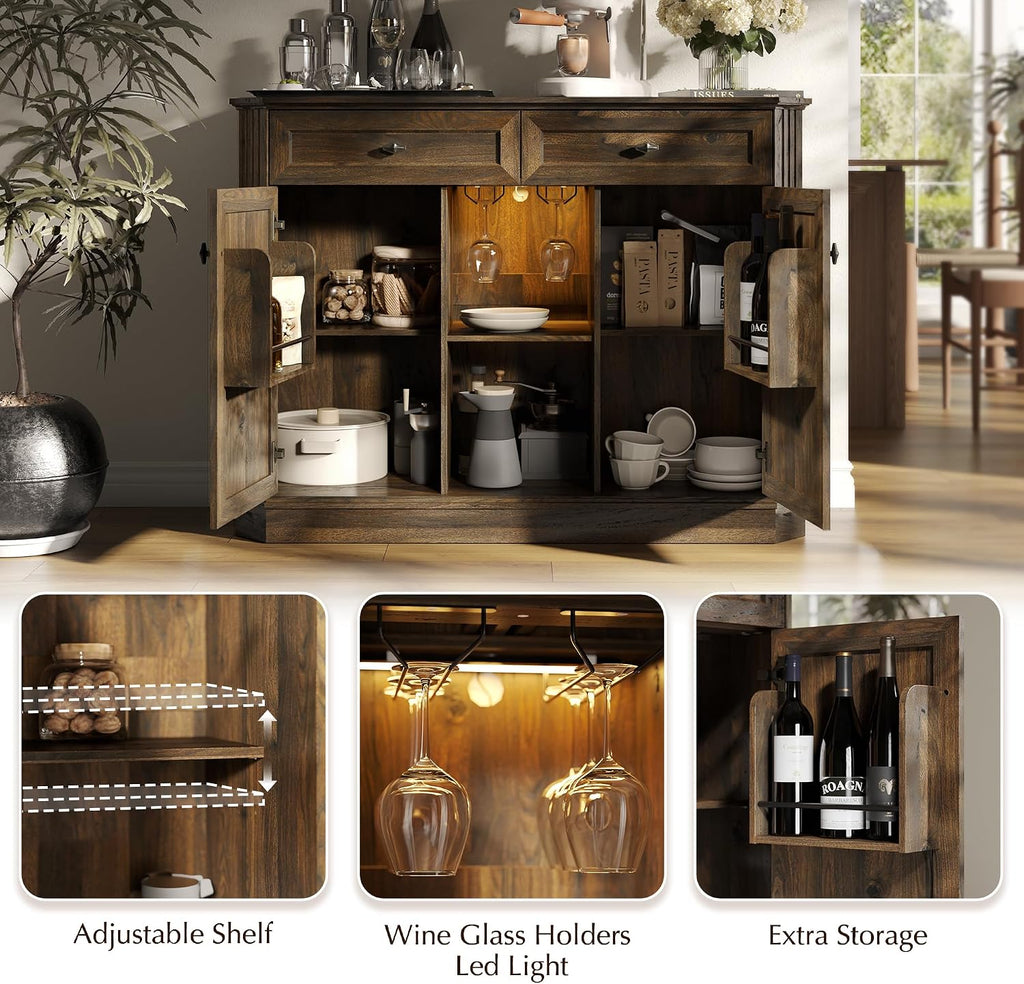Walnut LED Wine Bar Sideboard