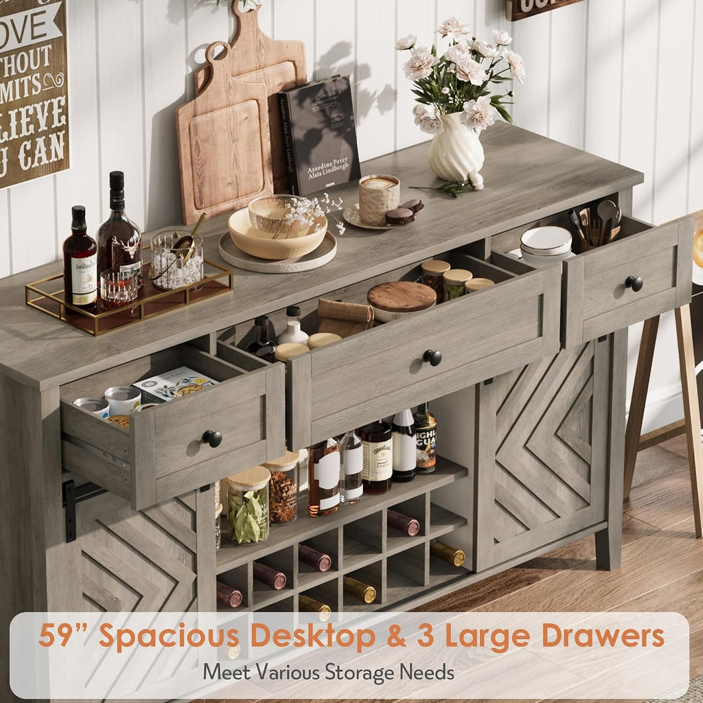 Vintage Barn Door Wine Sideboard