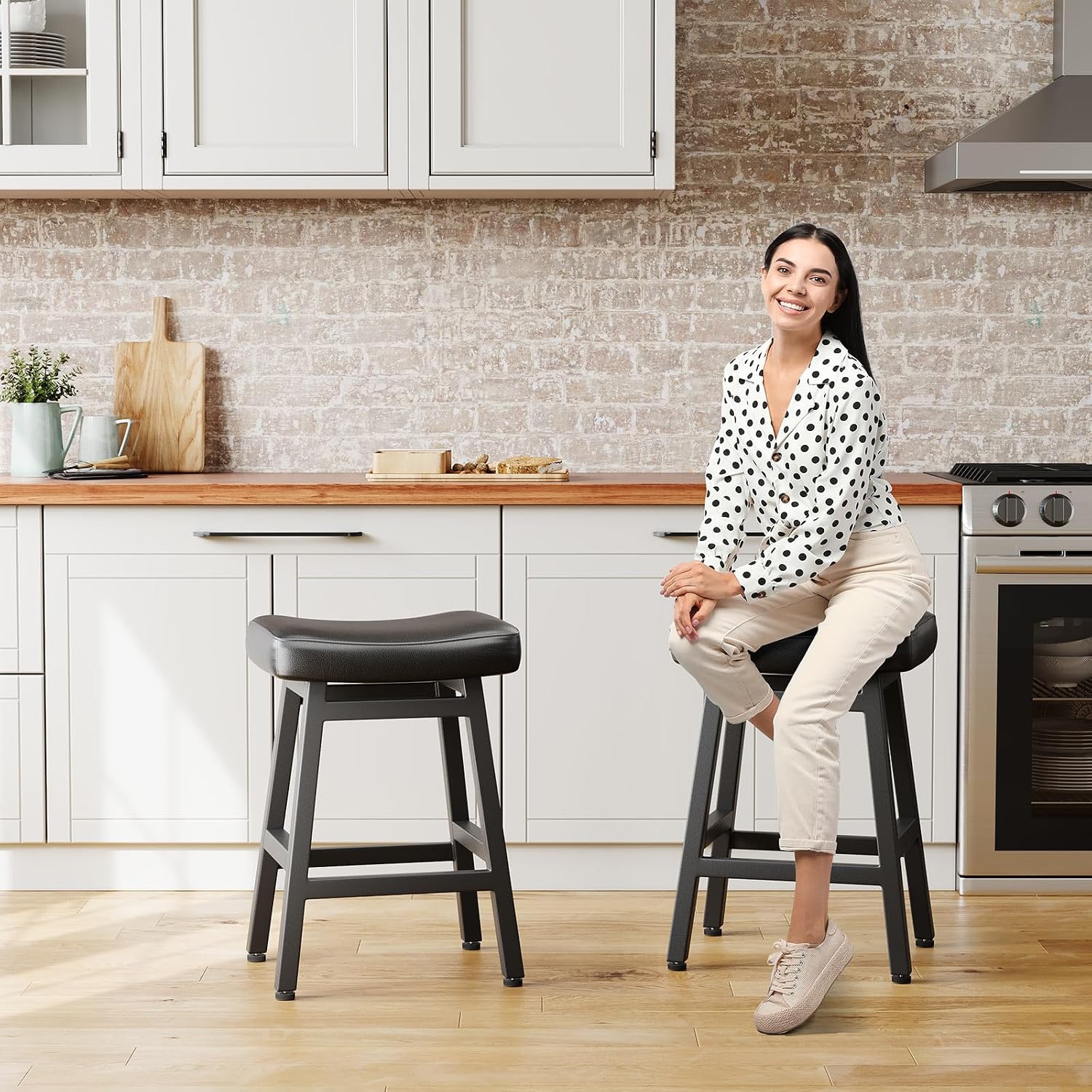 Leather Saddle Counter Bar Stools
