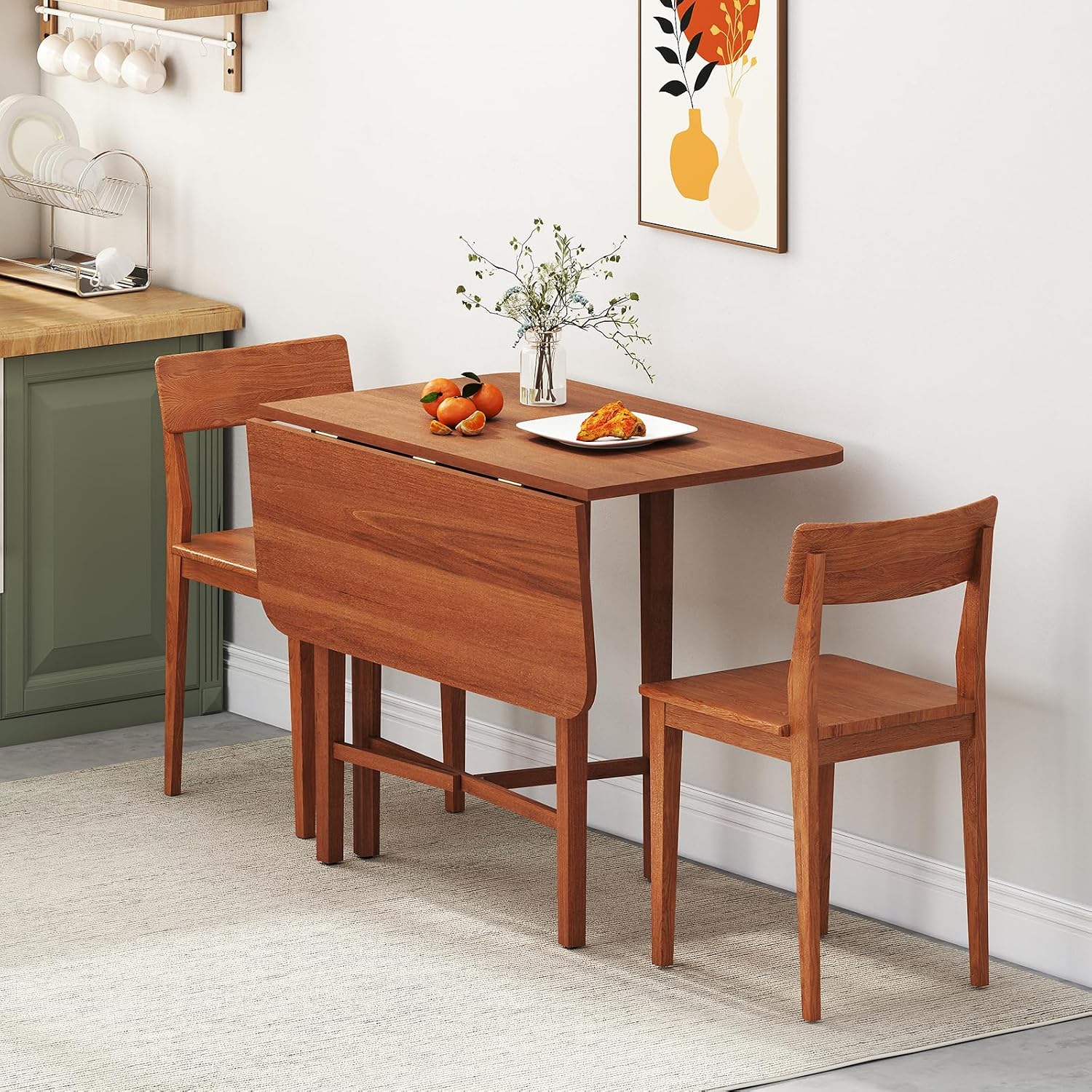 Walnut Square Drop Leaf Dining Table