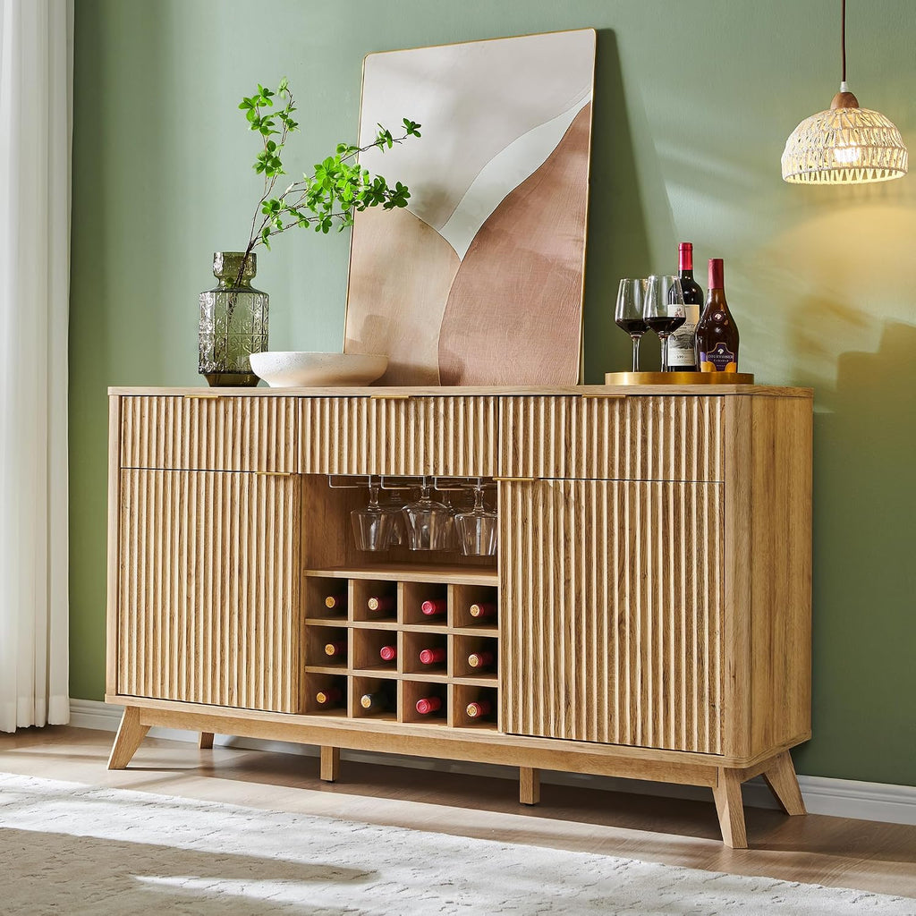 Oak Fluted Wine Bar Sideboard