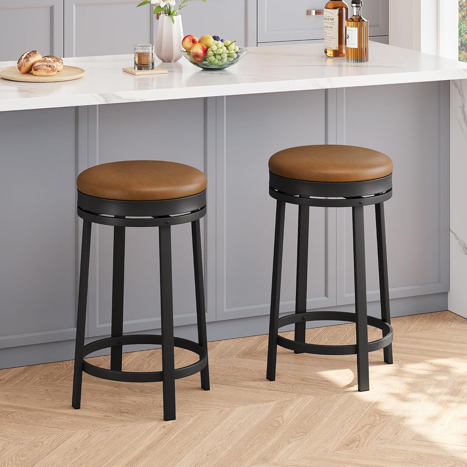 Brown Swivel Counter Bar Stools