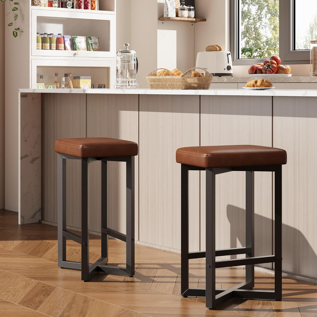 Brown X Frame Counter Bar Stools