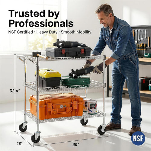 3-Tier Steel Rolling Utility Cart