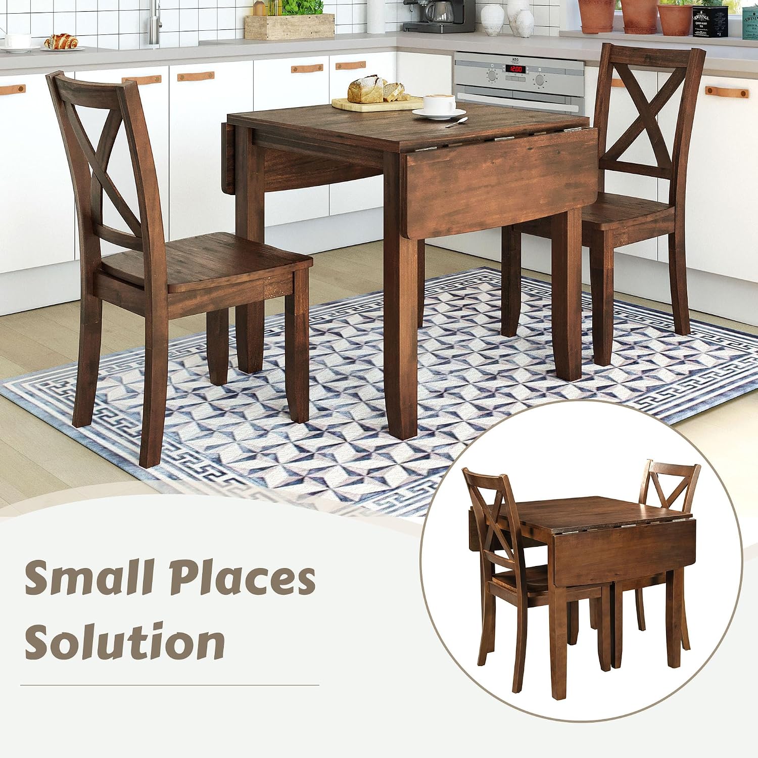 Walnut Drop Leaf Dining Table Set