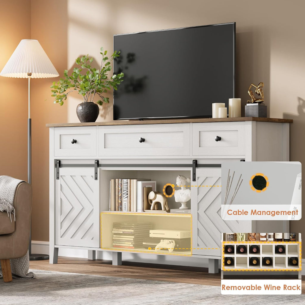 White Barn Door Farmhouse Sideboard