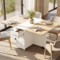 Natural Drop Leaf Dining Table With Wheels Storage