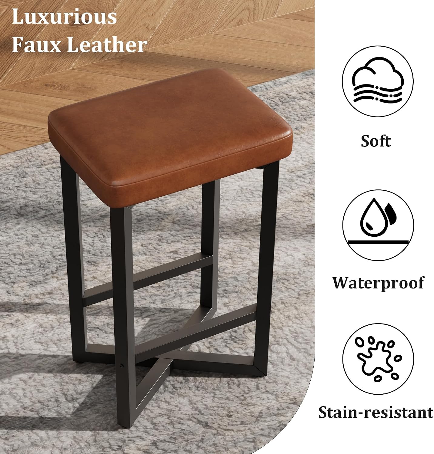 Brown X Frame Counter Bar Stools