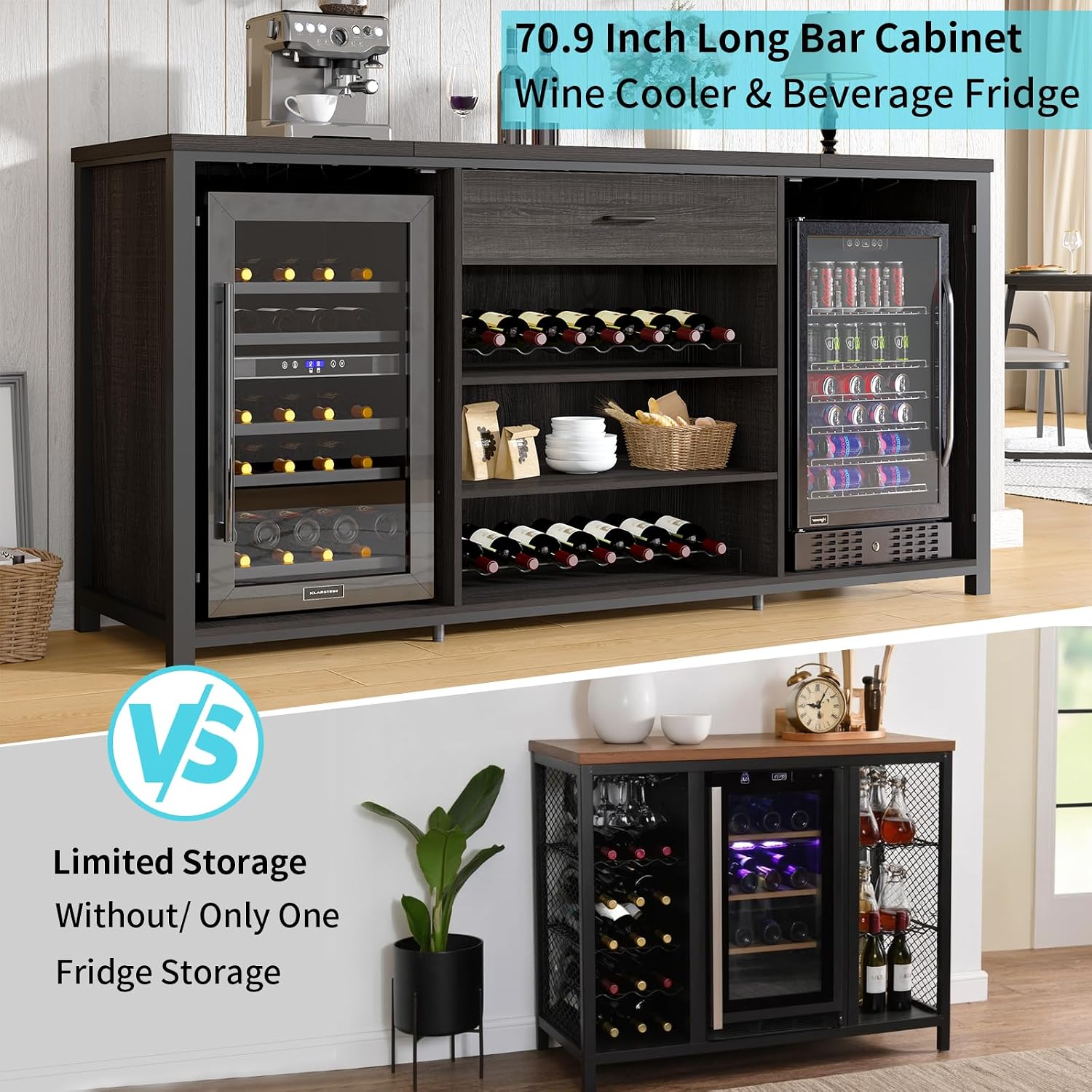 Gray Farmhouse Wine Bar Sideboard