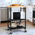 Foldable 3-Tier Kitchen Rolling Cart