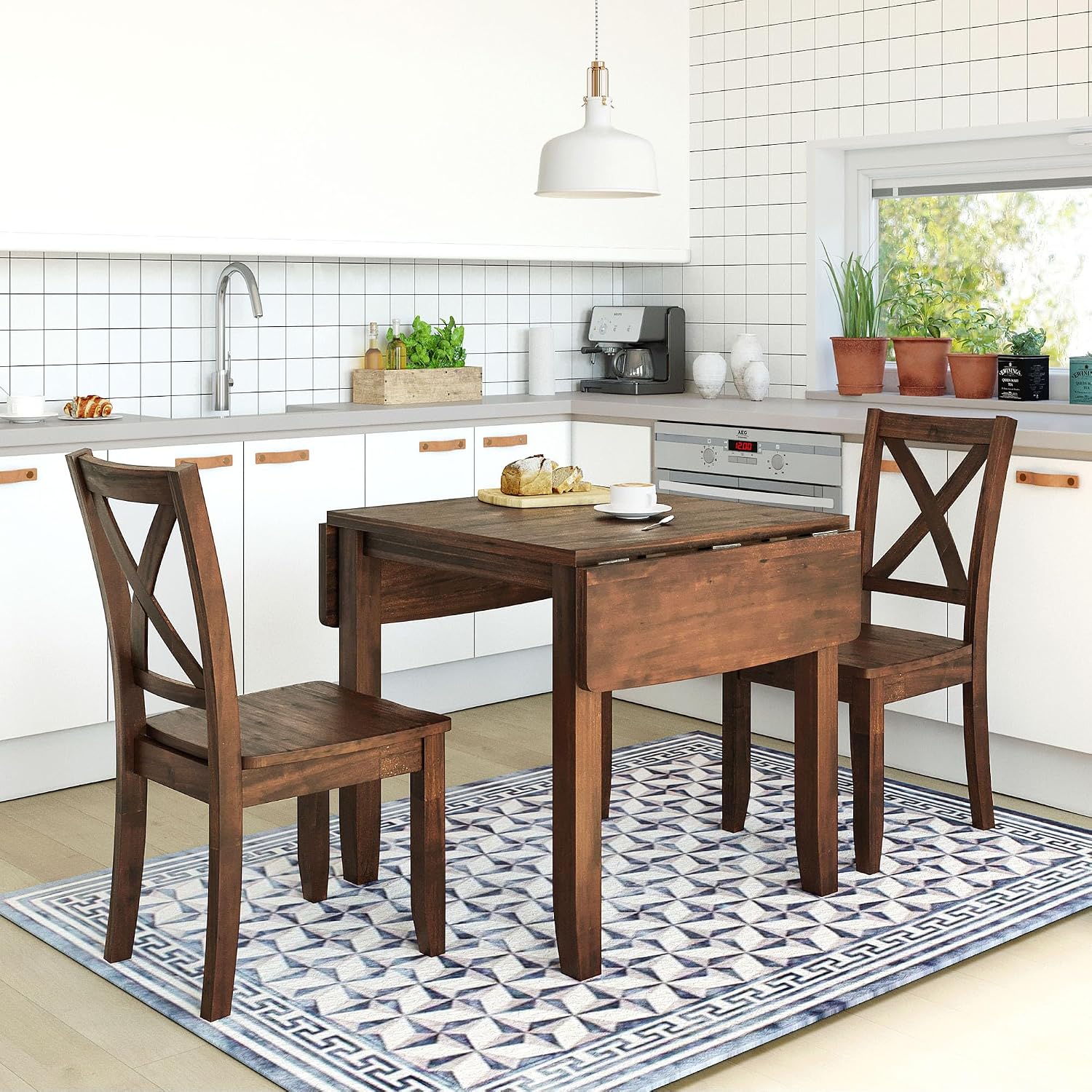 Walnut Drop Leaf Dining Table Set