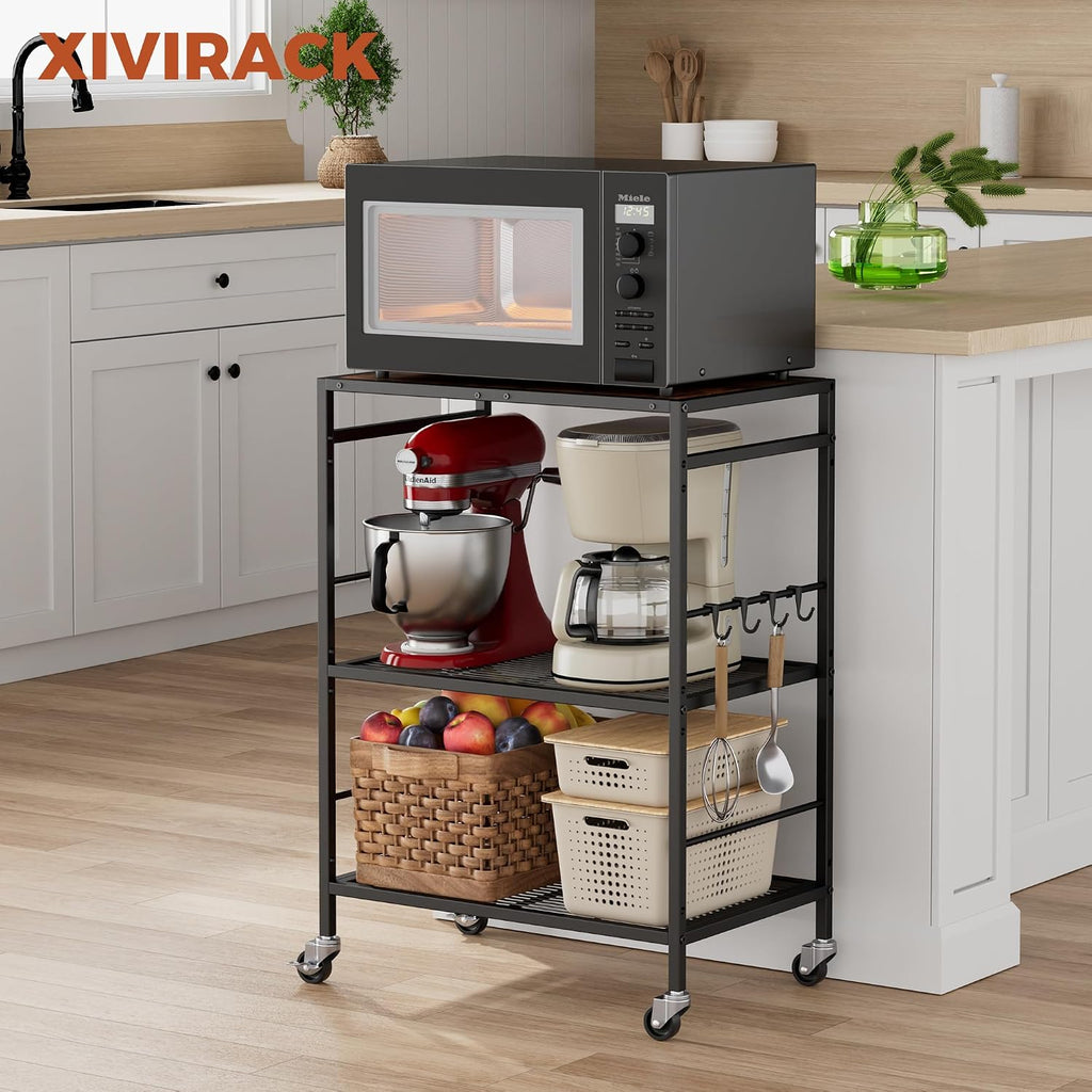 3-Tier Adjustable Rolling Kitchen Cart
