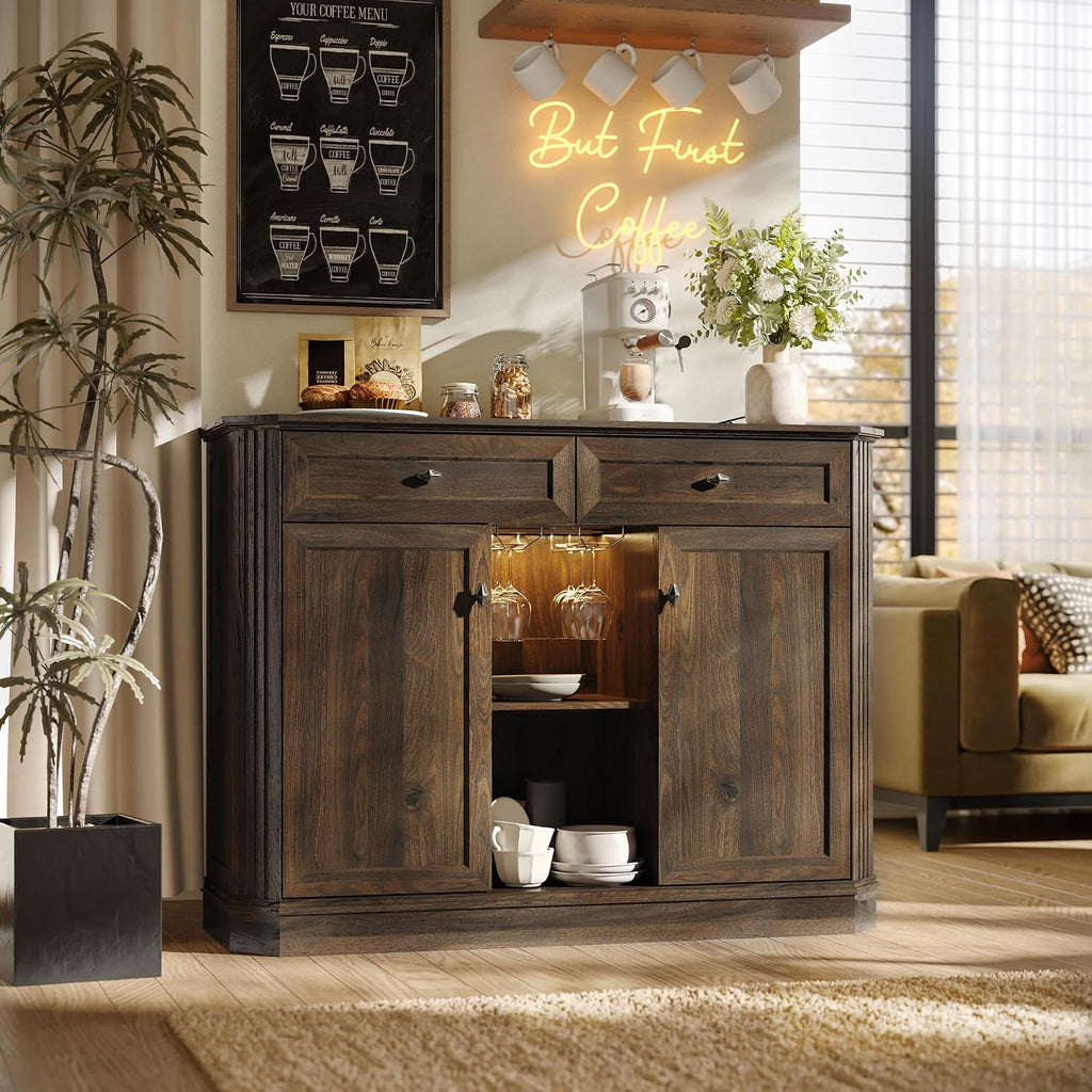 Walnut LED Wine Bar Sideboard