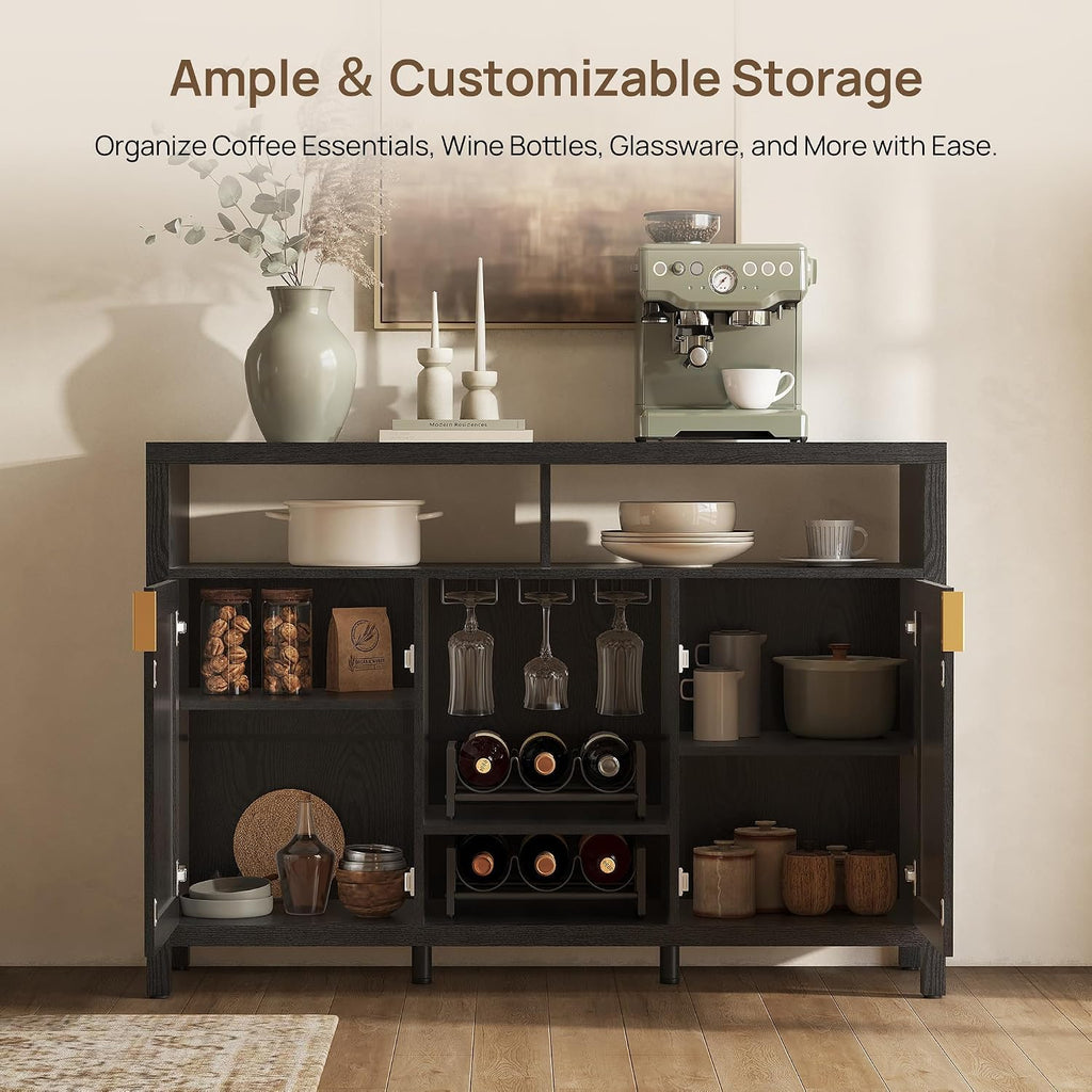 Black Oak Rattan Bar Sideboard