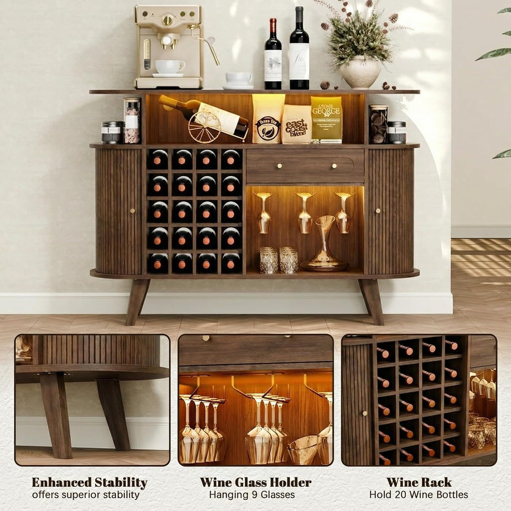 Walnut LED Wine Bar Sideboard