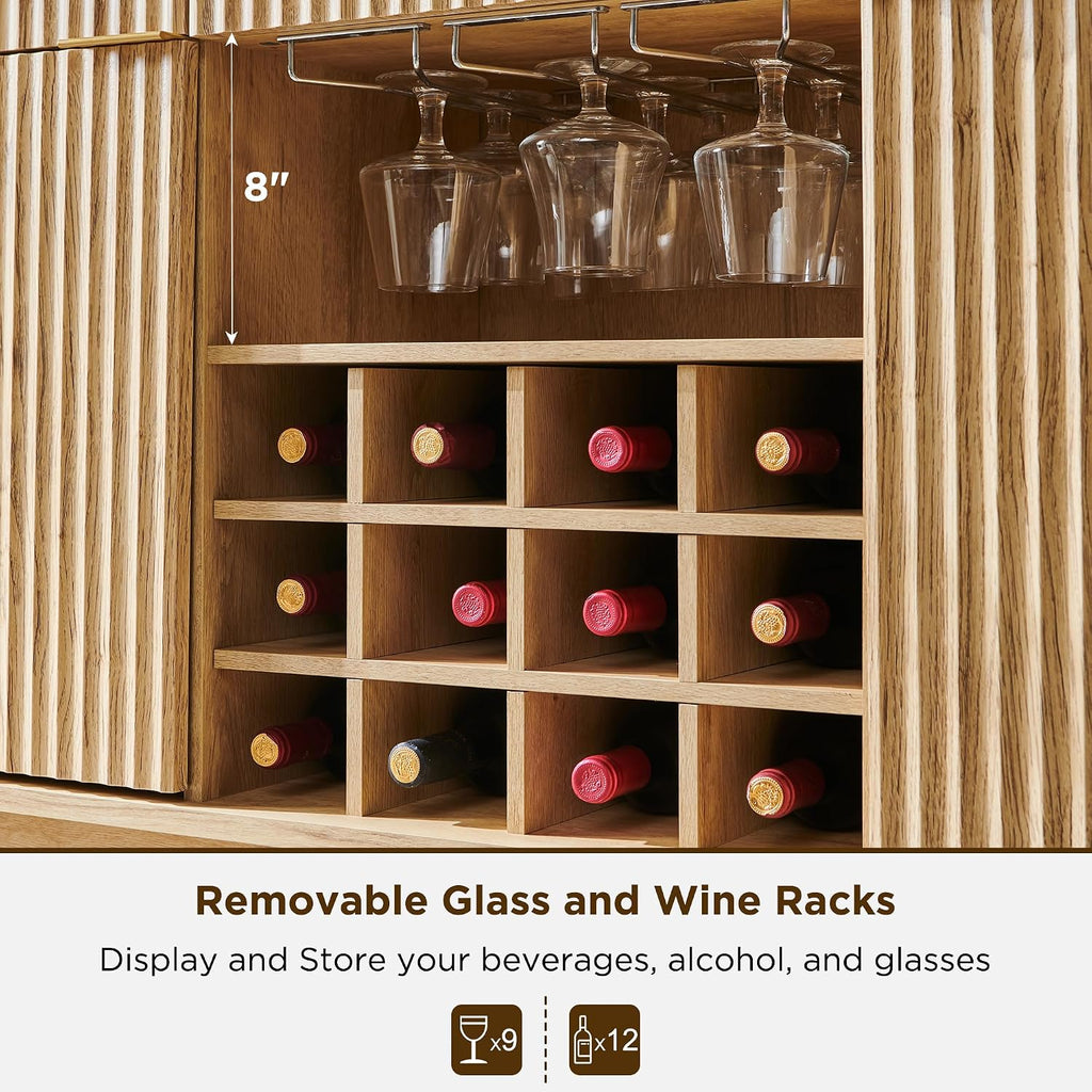 Oak Fluted Wine Bar Sideboard
