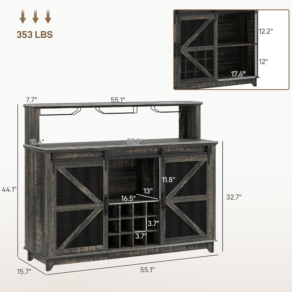 Dark Brown LED Wine Bar Sideboard