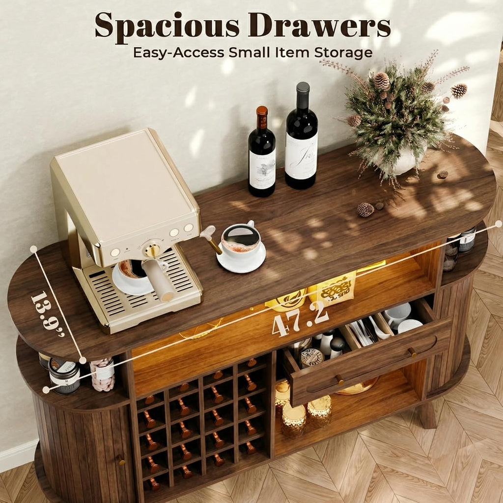 Walnut LED Wine Bar Sideboard