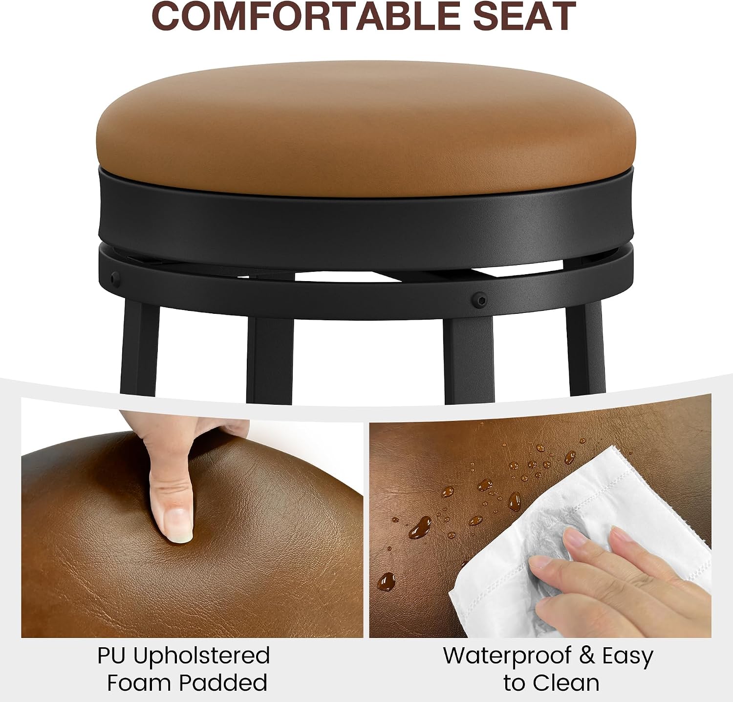 Brown Round Swivel Counter Stools