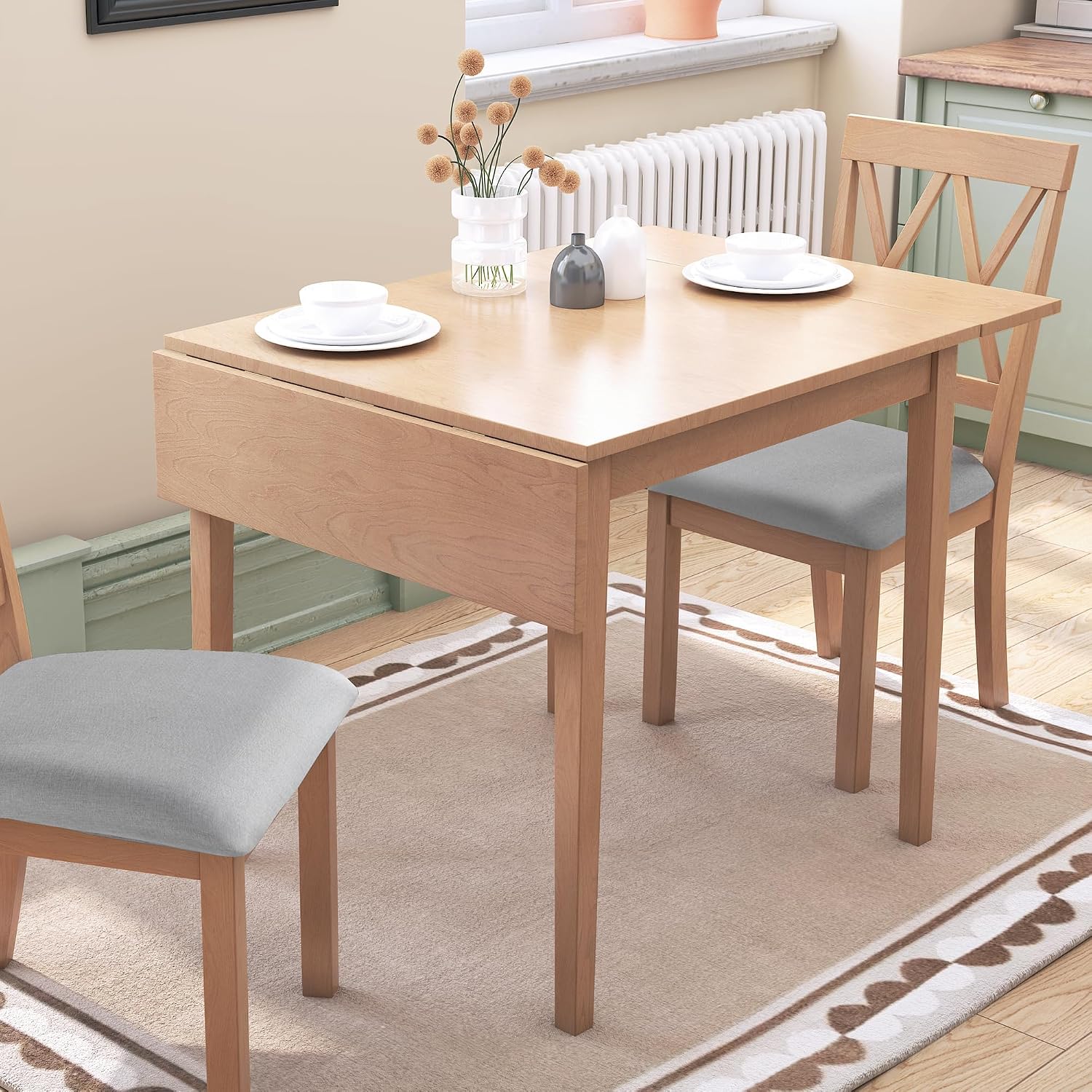 Natural Drop Leaf Folding Dining Table