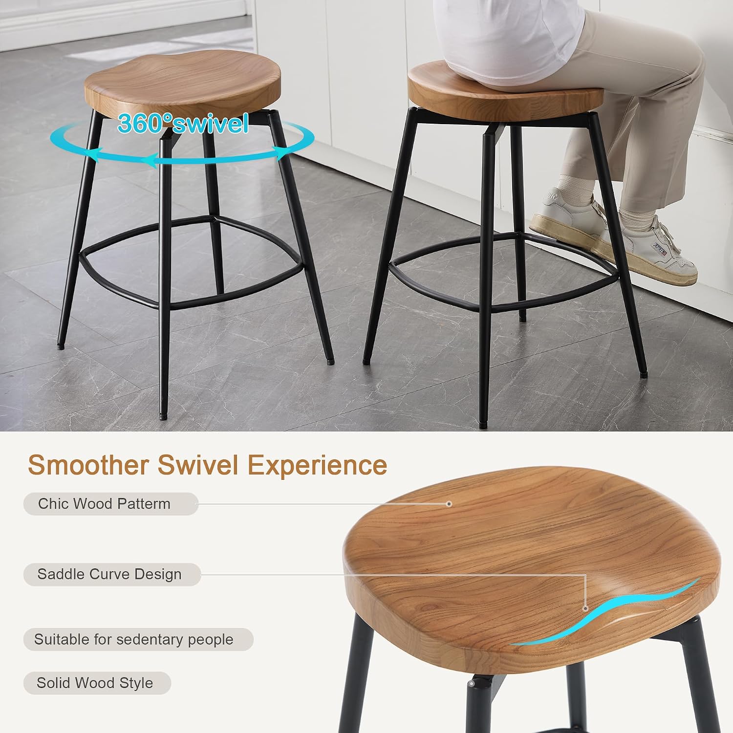 Brown Swivel Saddle Bar Stools