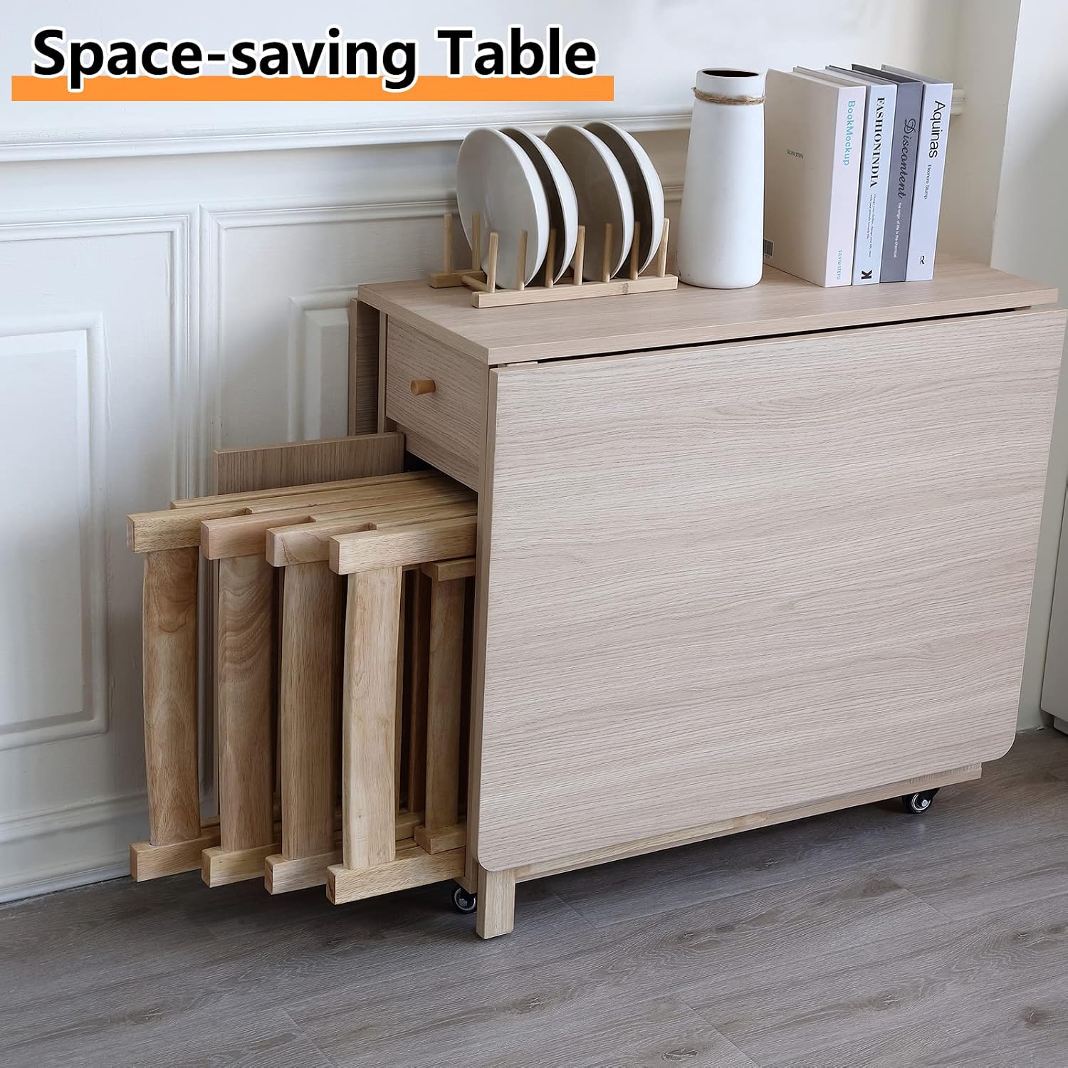 Wood Drop Leaf Dining Table Drawers Wheels