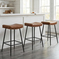 Brown Leather Saddle Counter Stools
