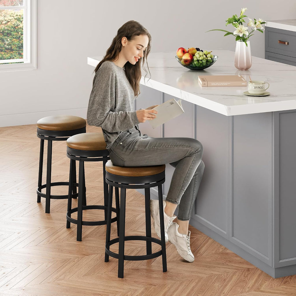 Brown Swivel Counter Bar Stools