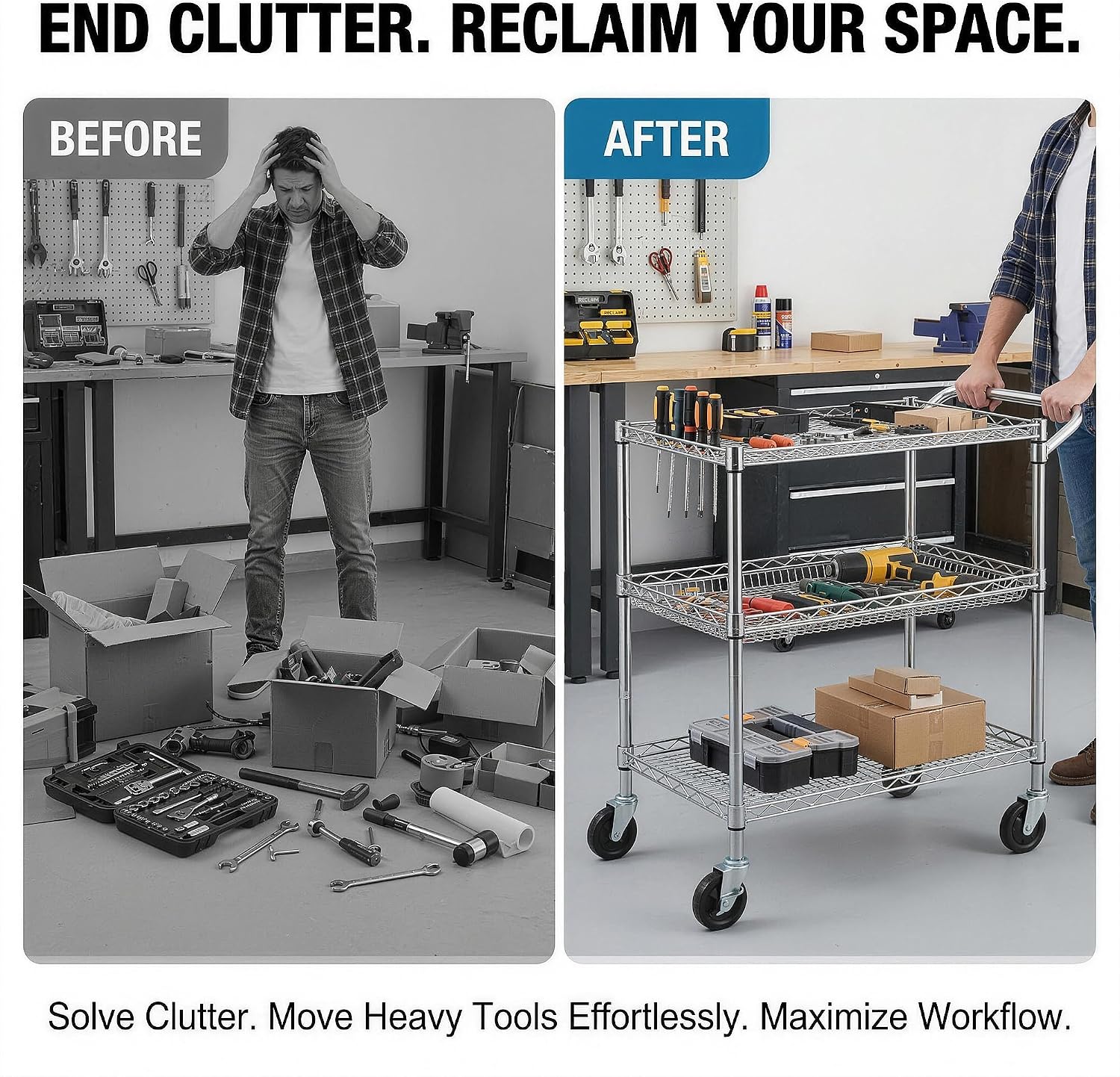 3-Tier Steel Rolling Utility Cart