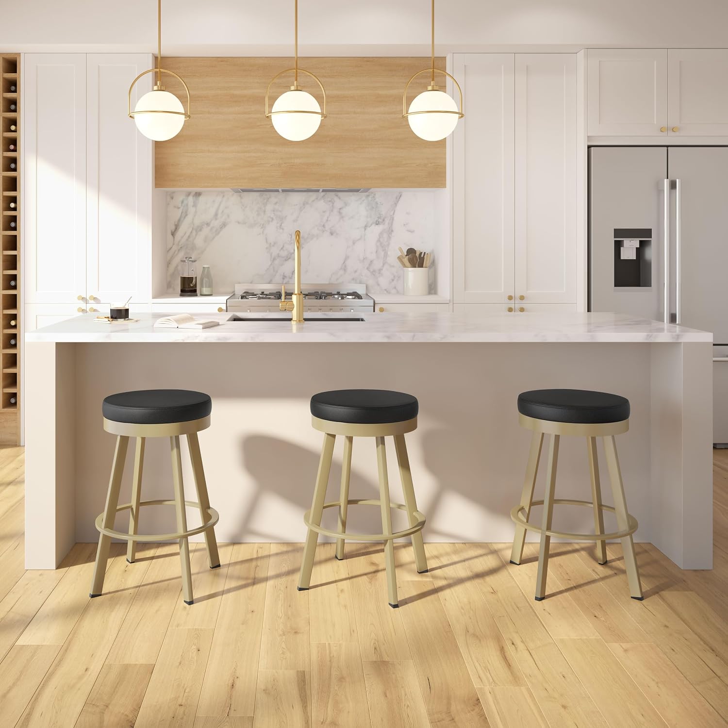 Black Gold Swivel Counter Bar Stool