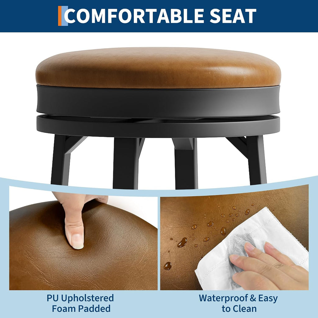 Brown Round Swivel Bar Stools