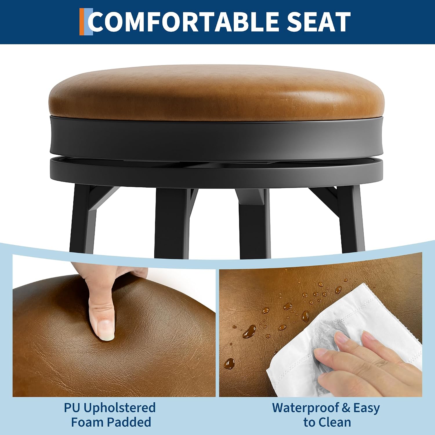Brown Round Swivel Bar Stools