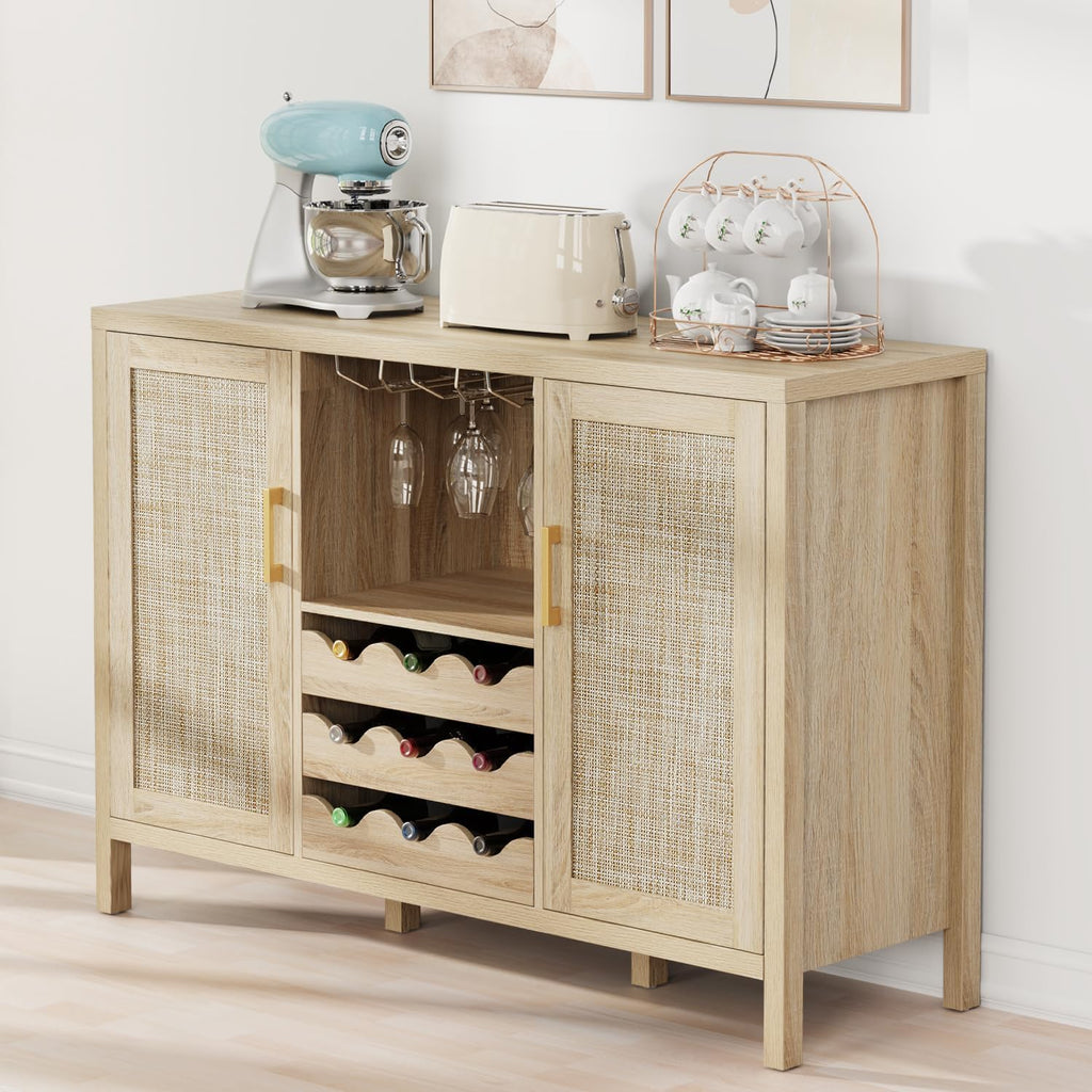 Rattan Oak Wine Bar Sideboard