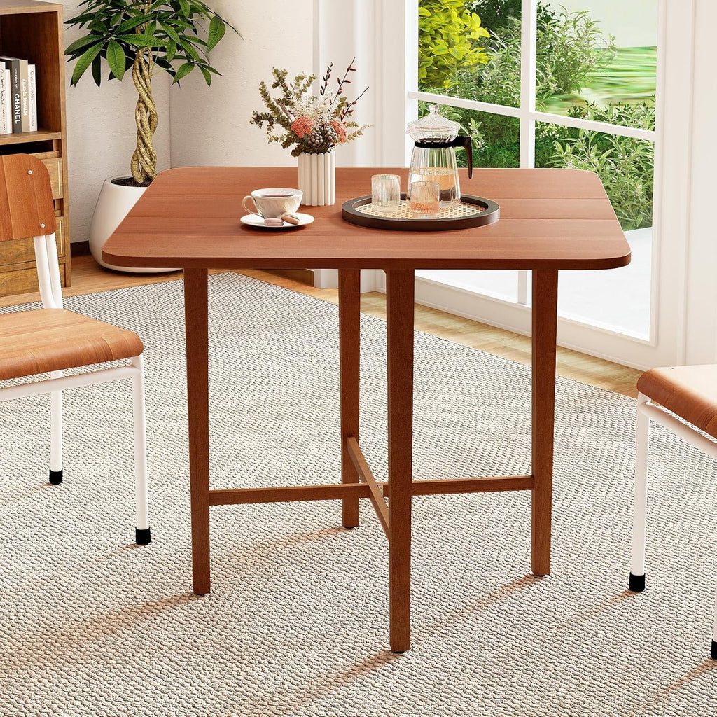 Walnut Square Extendable Drop Leaf Table