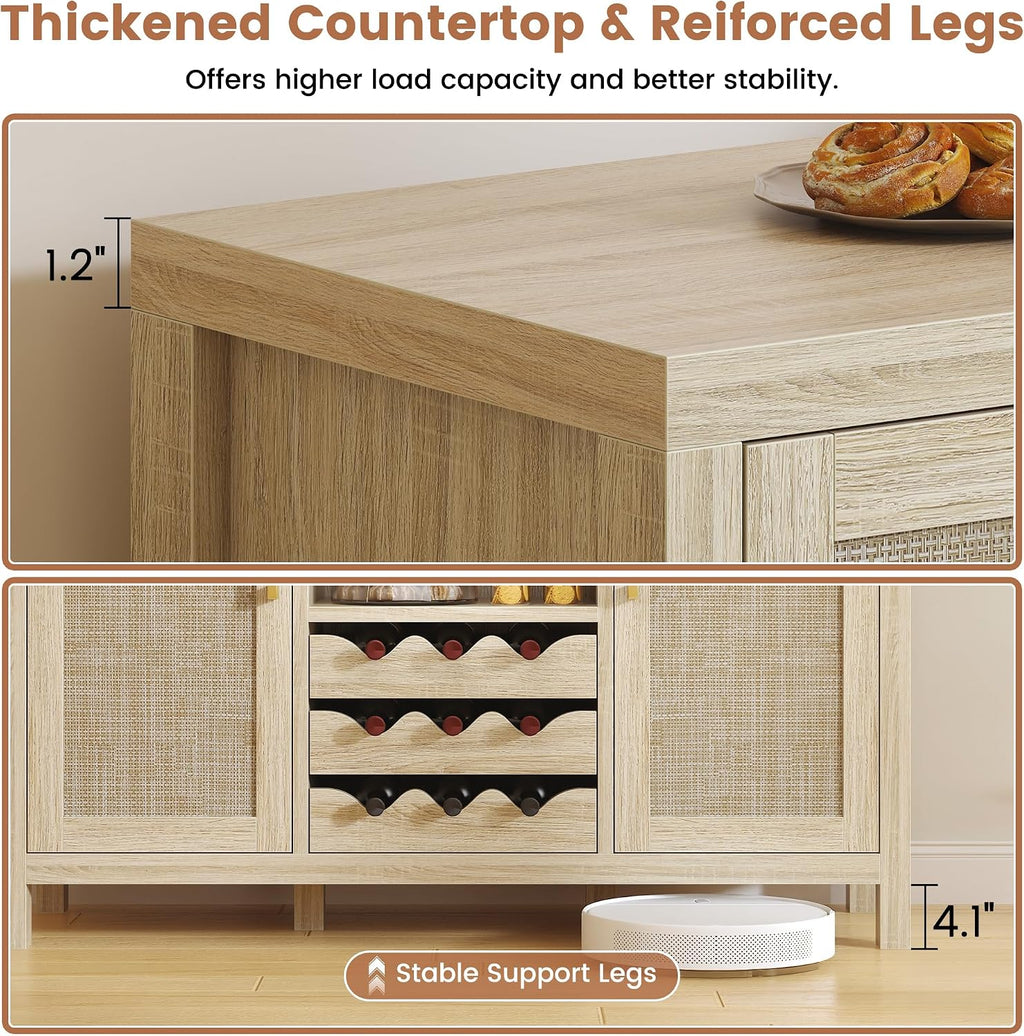 Rattan Oak Wine Bar Sideboard