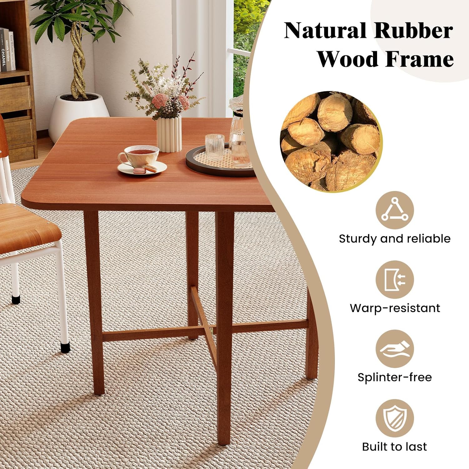 Walnut Square Extendable Drop Leaf Table