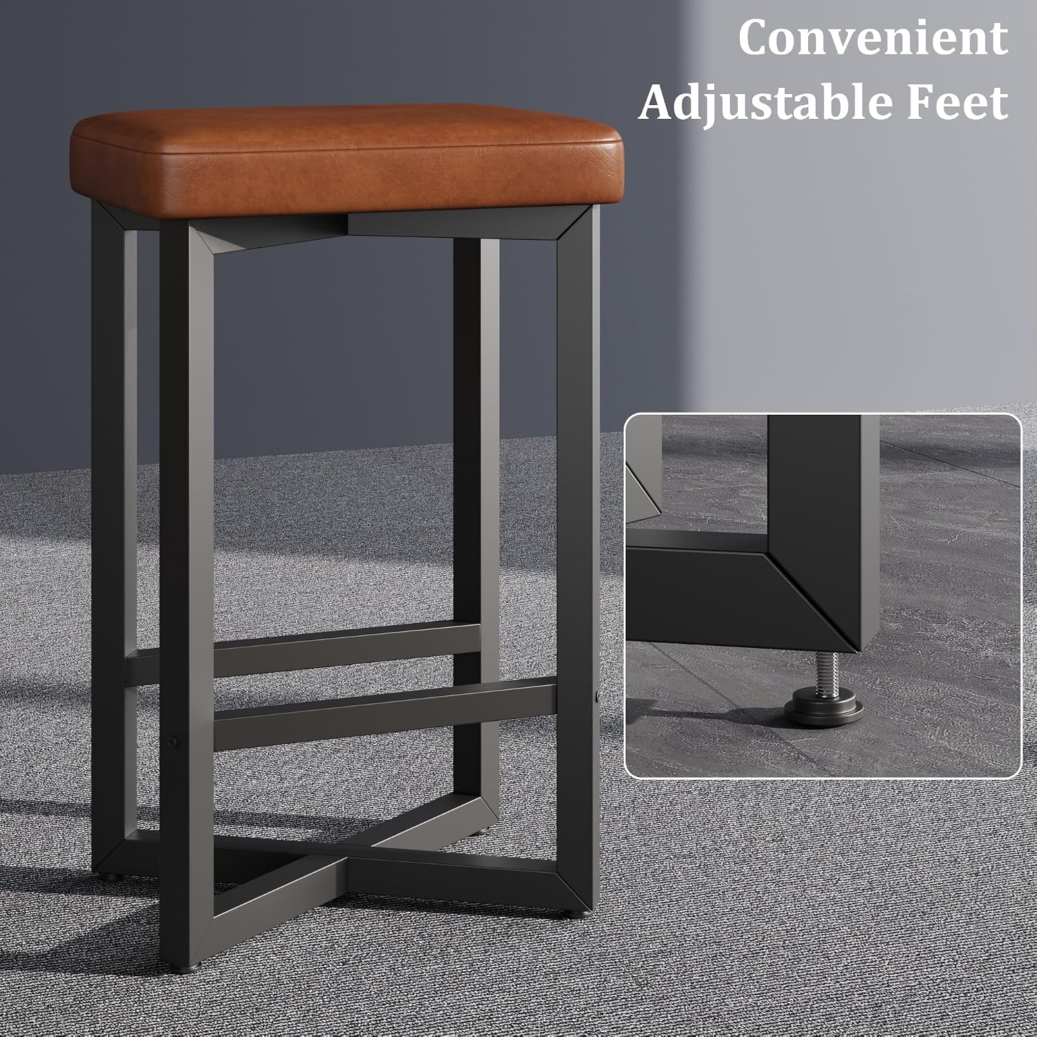 Brown X Frame Counter Bar Stools